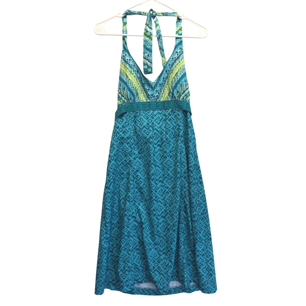 Athleta Midi Dress 10 Pack Everywhere Halter Blue Green Travel Activewear Pocket